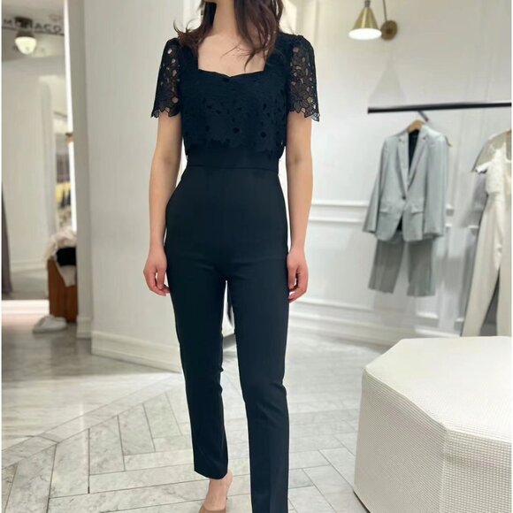Lace Layered Jumpsuit - Black - Picture 3 of 6